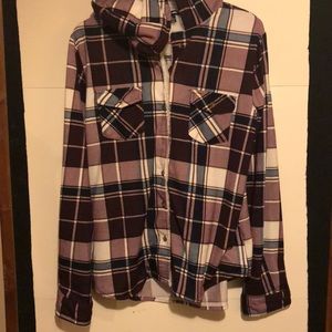 “Snuggled Down Plaid Sherpa” Top